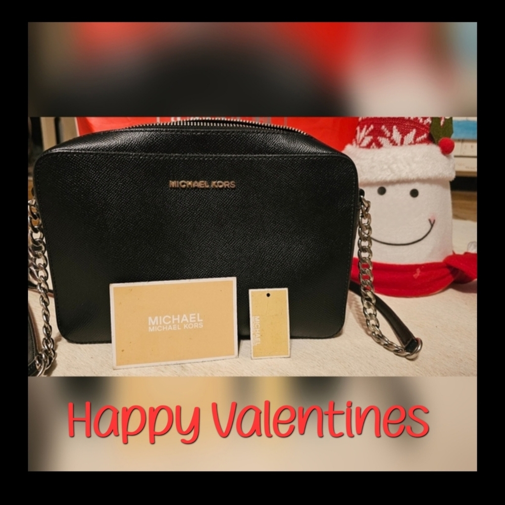 Authentic Michael Kors Black Crossbody Bag with Chain Strap